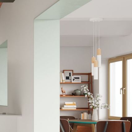 Candelabro suspenso PABLO 3xGU10/40W/230V branco/faia