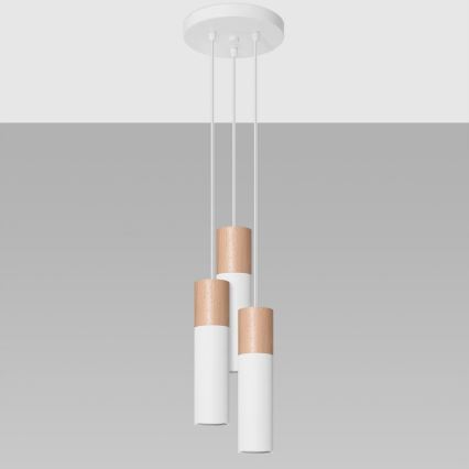 Candelabro suspenso PABLO 3xGU10/40W/230V branco/faia