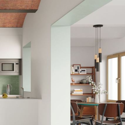 Candelabro suspenso PABLO 3xGU10/40W/230V preto/faia