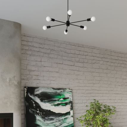Candelabro suspenso LANGO 5xE27/60W/230V preto