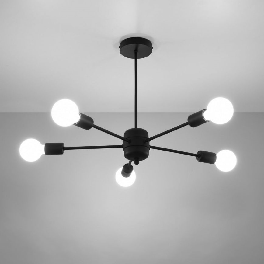Candelabro suspenso LANGO 5xE27/60W/230V preto