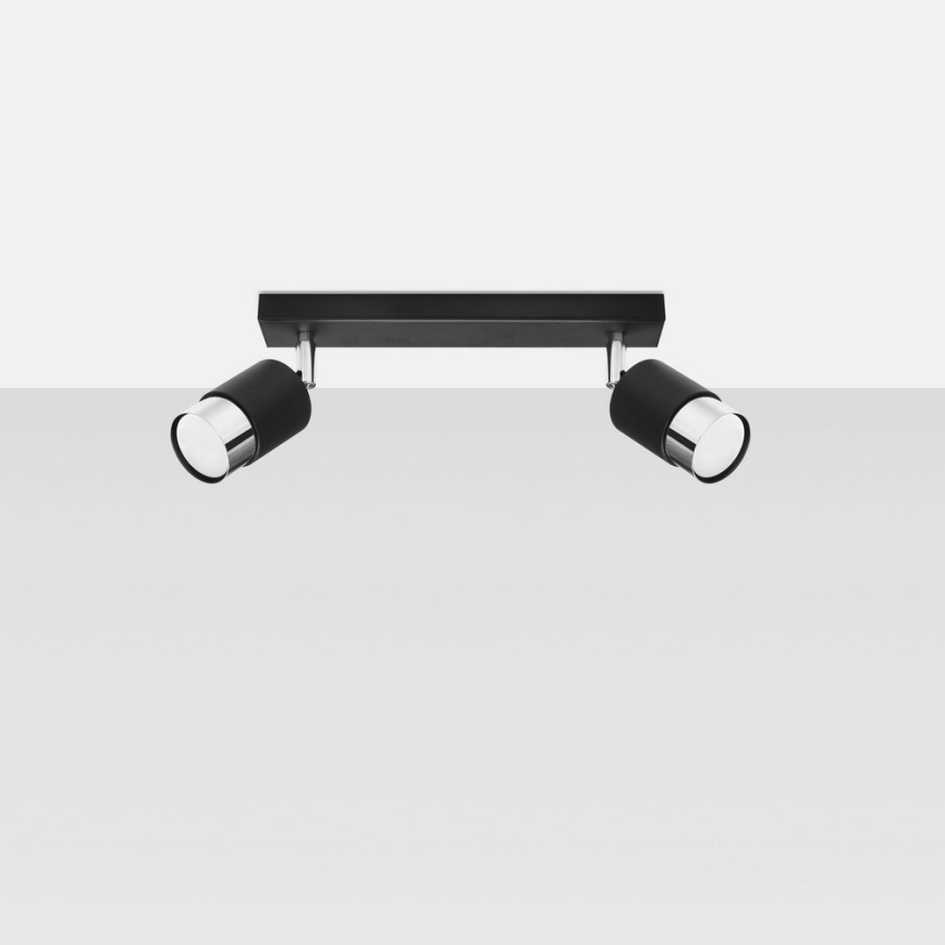 Foco NERO 2xGU10/40W/230V preto/cromado brilhante