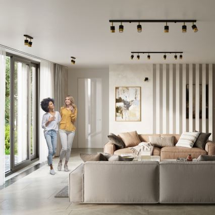 Foco NERO 2xGU10/40W/230V preto/dourado