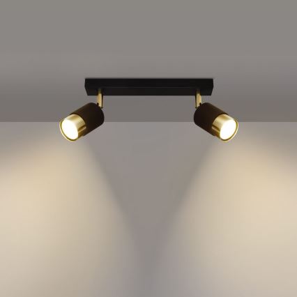 Foco NERO 2xGU10/40W/230V preto/dourado