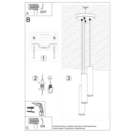 Candeeiro suspenso LAGOS 3xGU10/10W/230V branco