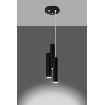 Candeeiro suspenso LAGOS 3xGU10/10W/230V preto