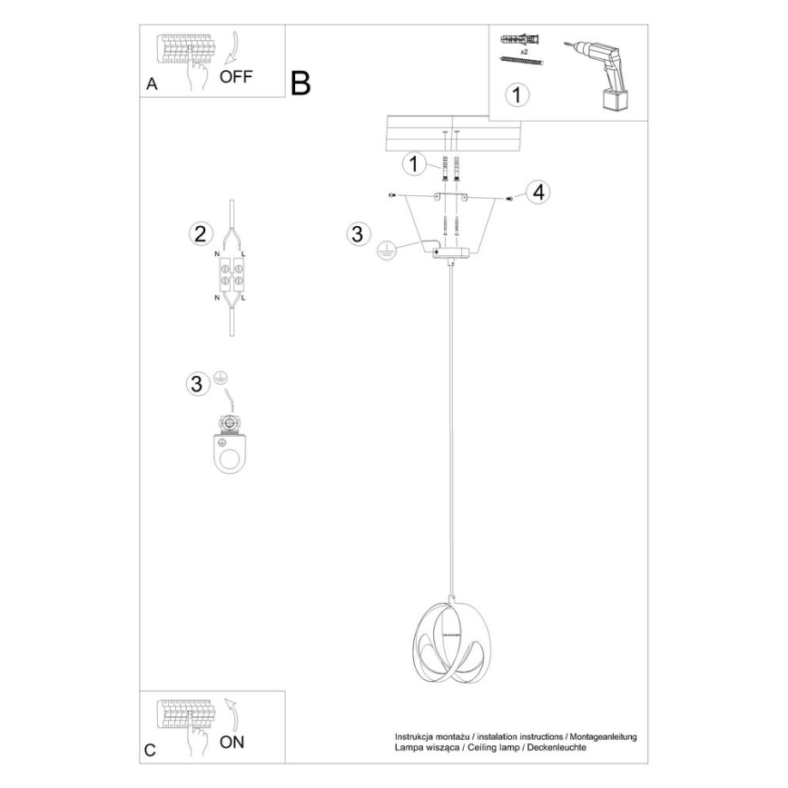 Candelabro suspenso TULOS 1xE27/60W/230V branco