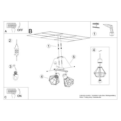 Luminária de teto ARTEMIS 2xE14/40W/230V branca