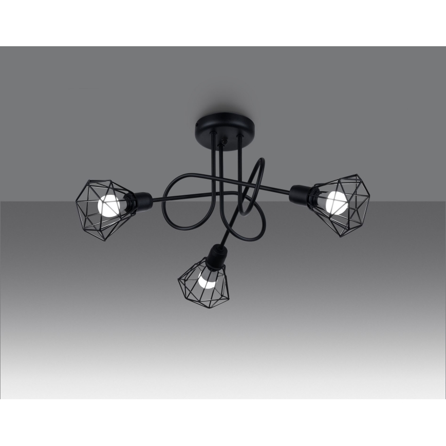 Candeeiro de teto em haste ARTEMIS 3xE14/40W/230V preto
