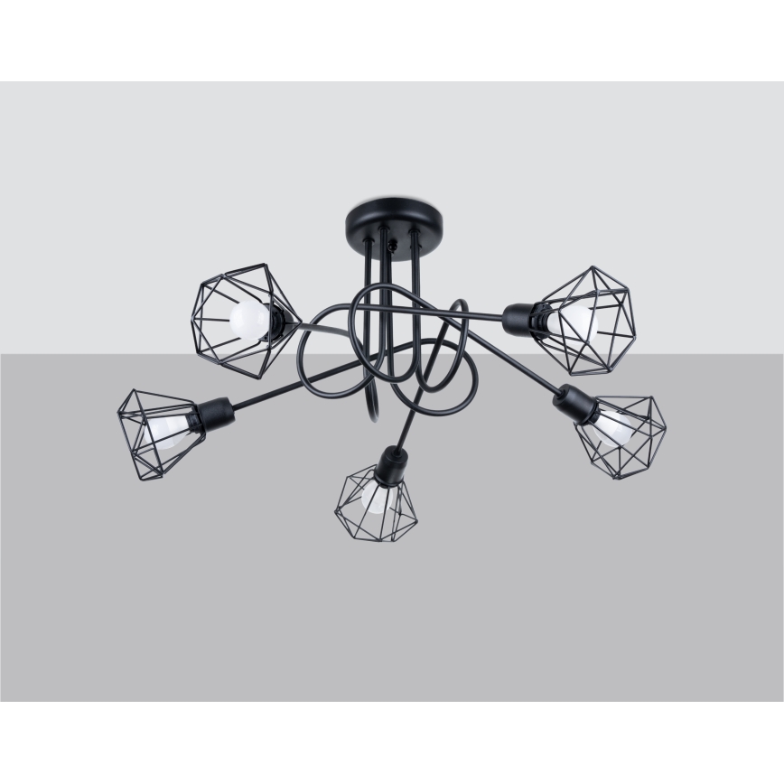 Candeeiro de teto em haste ARTEMIS 5xE14/40W/230V preto