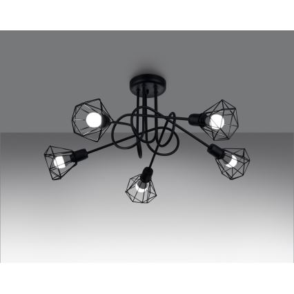 Candeeiro de teto em haste ARTEMIS 5xE14/40W/230V preto