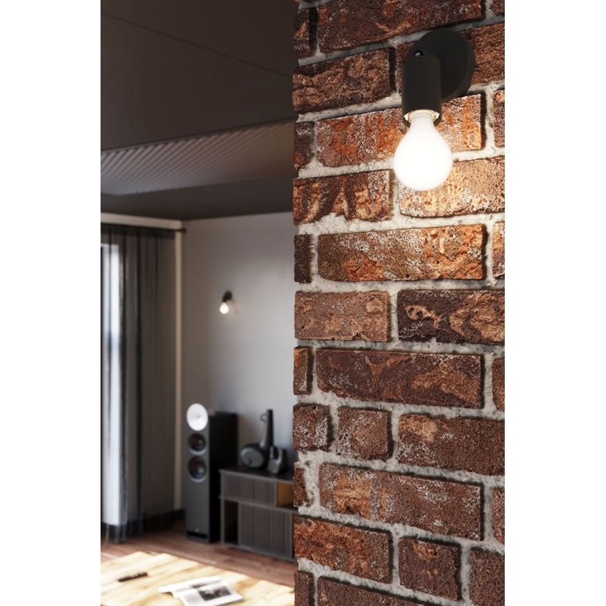 Luminária de parede com foco FORNES 1xE27/60W/230V preta