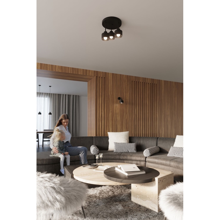 Candeeiro de teto suspenso SAVAR 1xE27/60W/230V preto