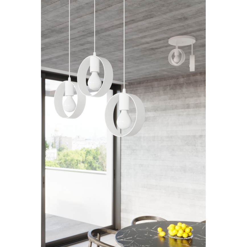 Candeeiro suspenso com cabo TITRAN 1xE27/60W/230V branco