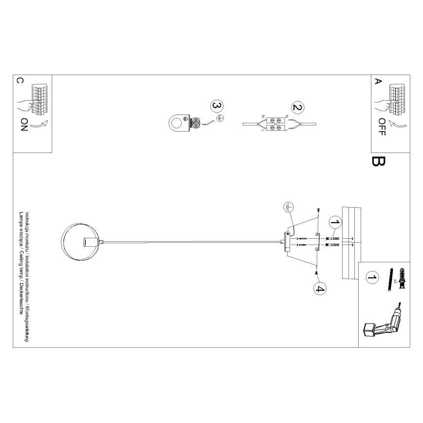 Candeeiro suspenso com cabo TITRAN 1xE27/60W/230V branco