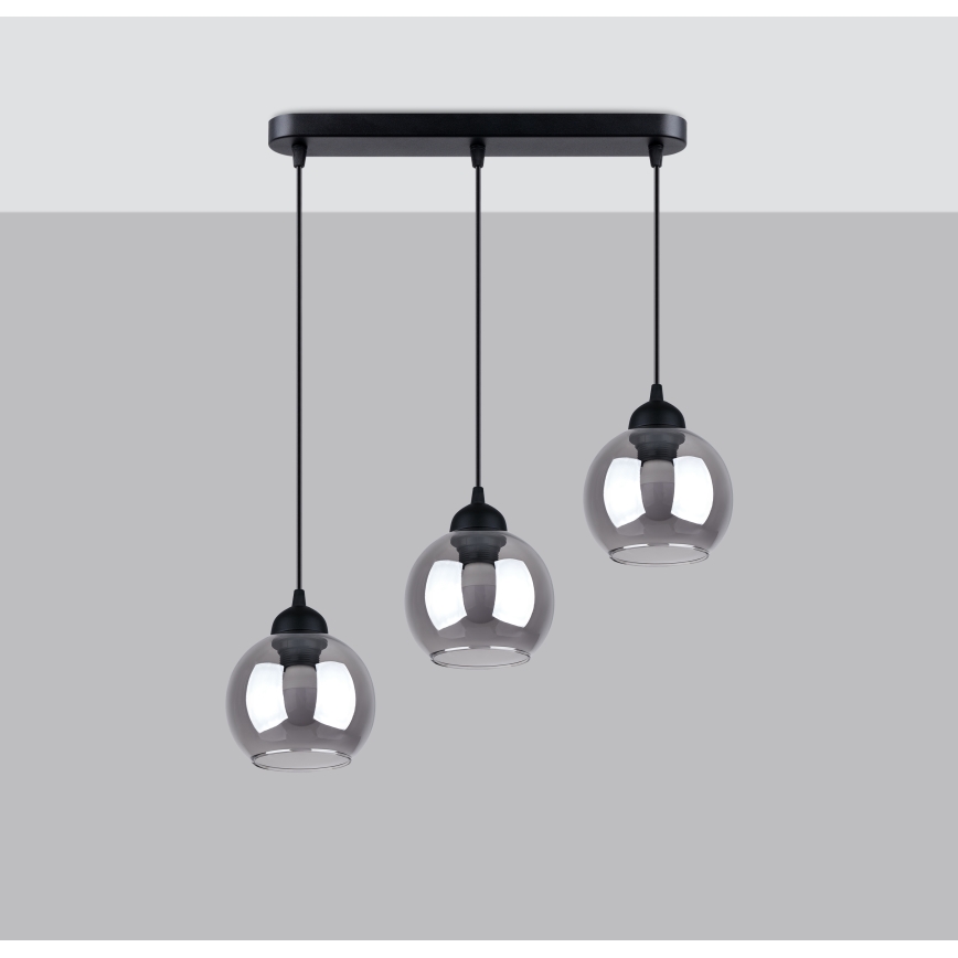 Candeeiro de teto suspenso ALINO 3xE27/60W/230V preto