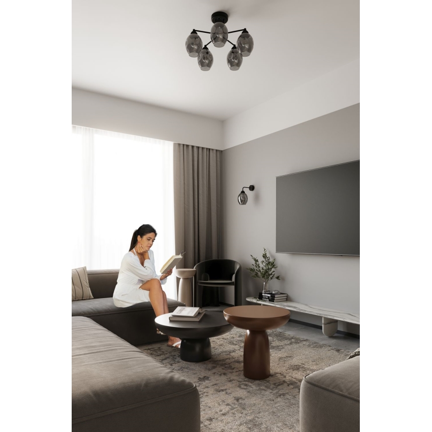 Candeeiro de teto com haste FILLAN 5xE27/60W/230V preto