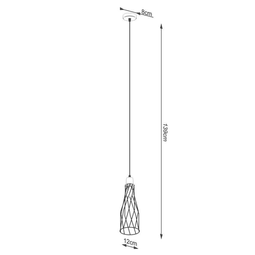 Candelabro suspenso SUBA 1xE27/15W/230V preto