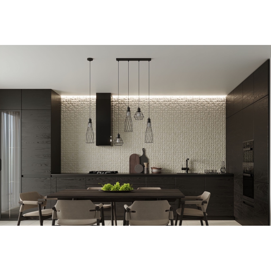 Candelabro suspenso SUBA 4xE27/15W/230V preto