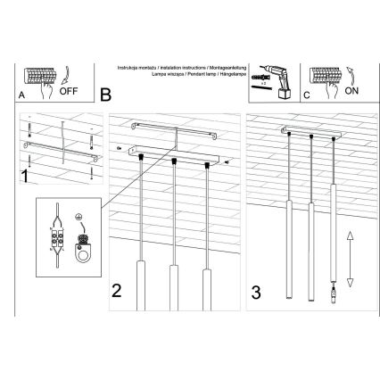 Candelabro suspenso PASTELO 3xG9/8W/230V dourada