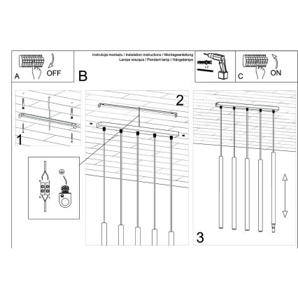 Candelabro suspenso PASTELO 5xG9/8W/230V dourada