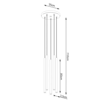 Candelabro suspenso PASTELO 5xG9/8W/230V branco