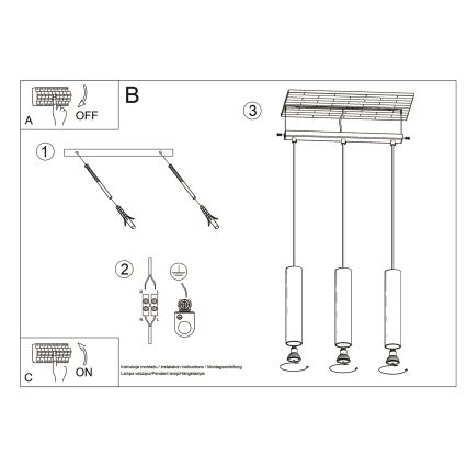Candelabro suspenso LAGOS 3xGU10/10W/230V dourada
