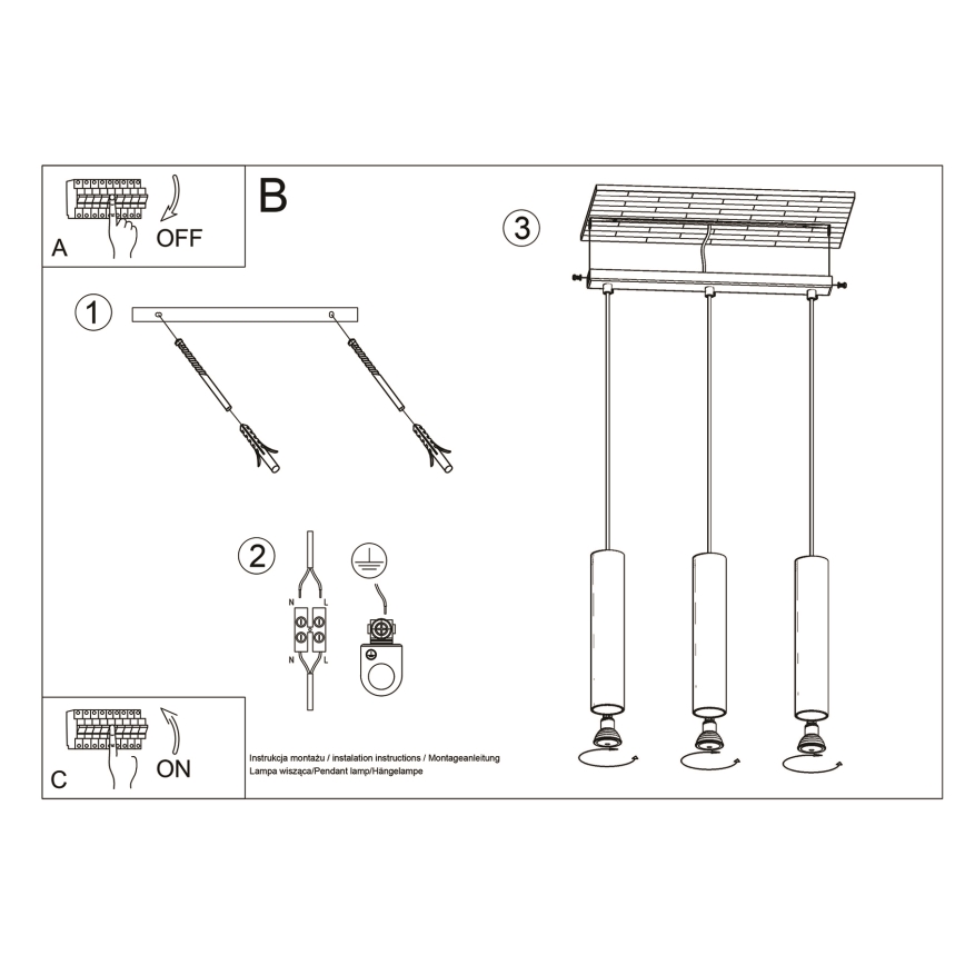 Candelabro suspenso LAGOS 3xGU10/10W/230V dourada