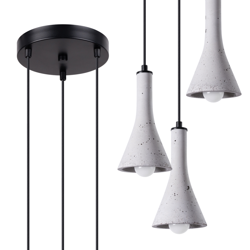 Candelabro suspenso REA 3xE14/12W/230V betão