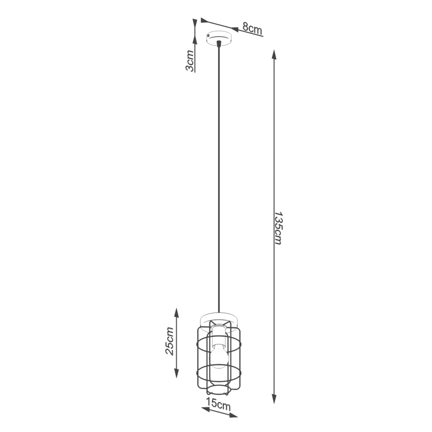 Candelabro suspenso GOTTO 1xE27/15W/230V preto/faia