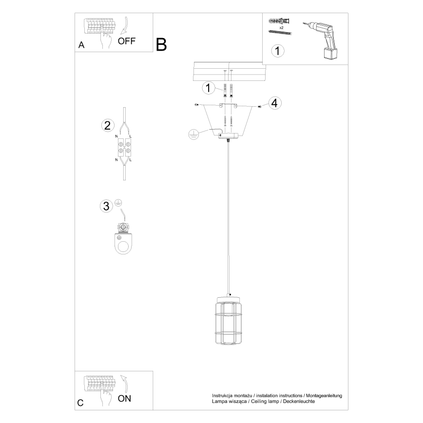 Candelabro suspenso GOTTO 1xE27/15W/230V preto/faia