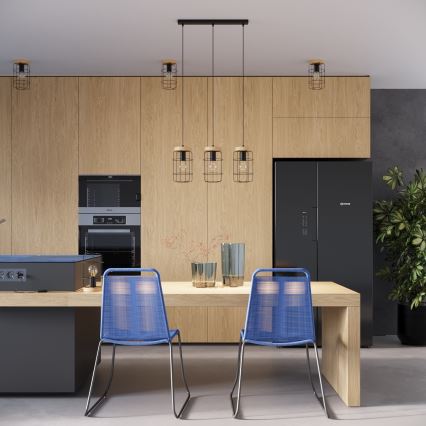 Candelabro suspenso GOTTO 3xE27/15W/230V preto/faia