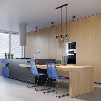 Candelabro suspenso GOTTO 3xE27/15W/230V preto/faia