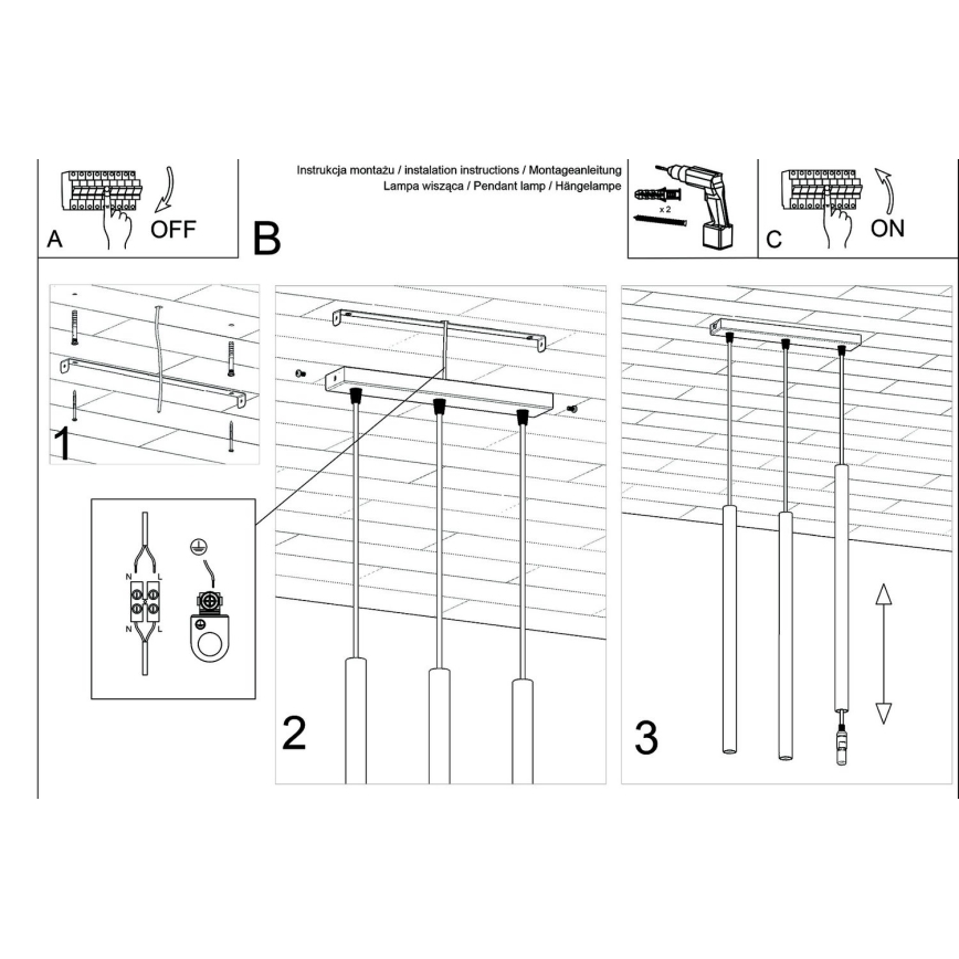 Candelabro suspenso PASTELO 3xG9/8W/230V faia