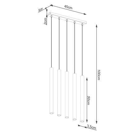 Candelabro suspenso PASTELO 5xG9/8W/230V betão