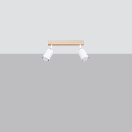 Foco VERDO 2xGU10/10W/230V branco/faia