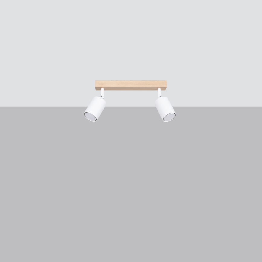 Foco VERDO 2xGU10/10W/230V branco/faia