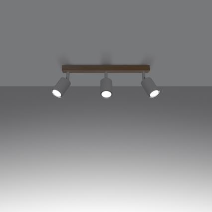 Foco VERDO 3xGU10/10W/230V branco/faia