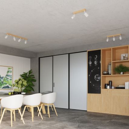 Foco VERDO 3xGU10/10W/230V branco/faia