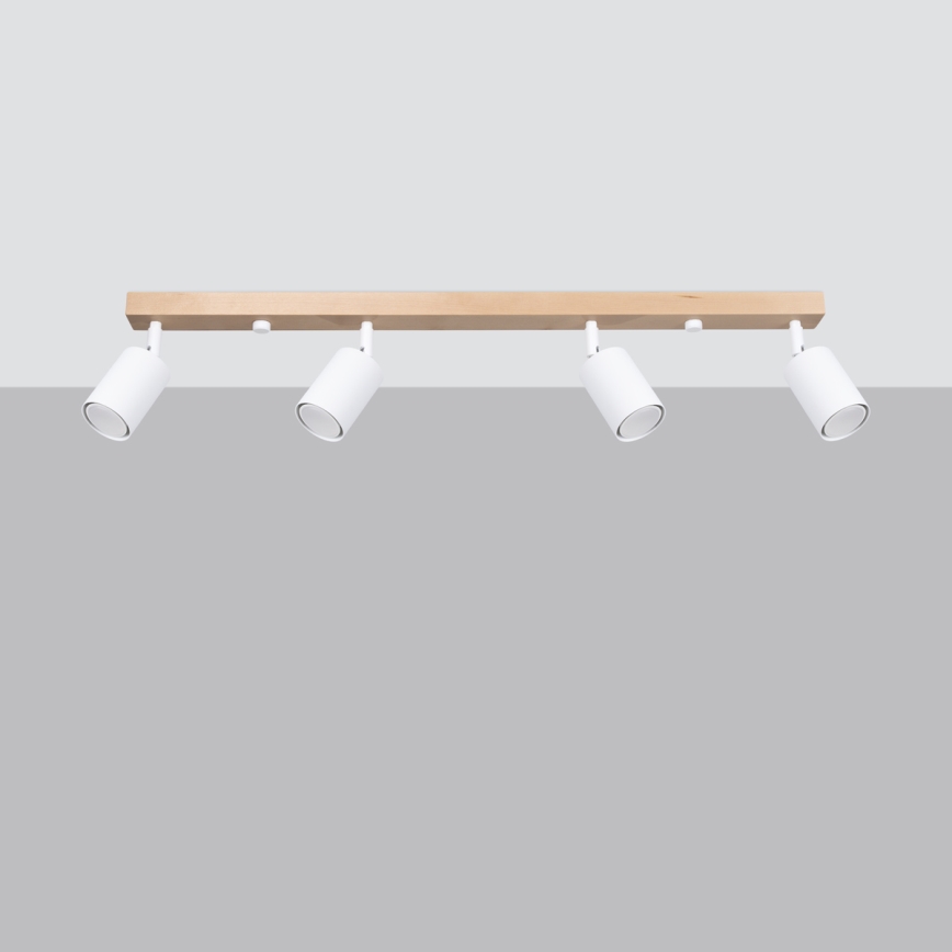 Foco VERDO 4xGU10/10W/230V branco/faia