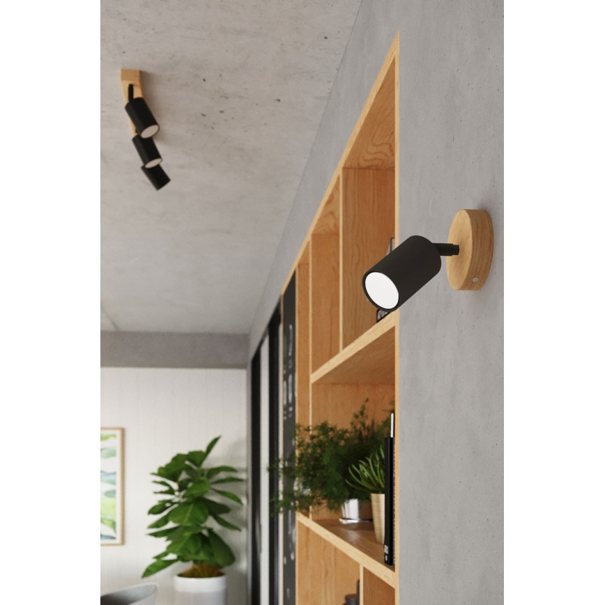 Foco de parede VERDO 1xGU10/10W/230V preto/faia