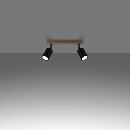 Foco VERDO 2xGU10/10W/230V preto/faia