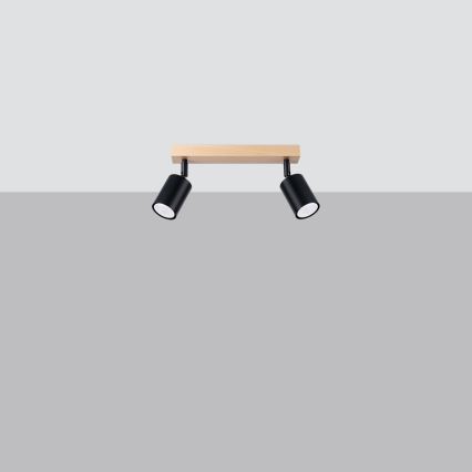 Foco VERDO 2xGU10/10W/230V preto/faia