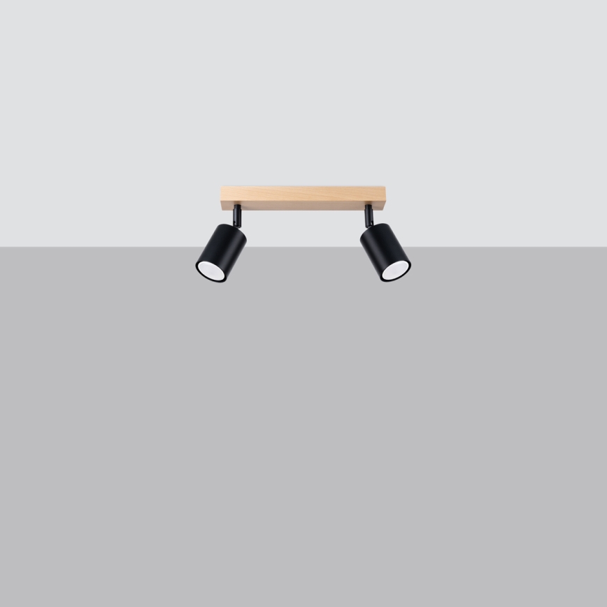 Foco VERDO 2xGU10/10W/230V preto/faia