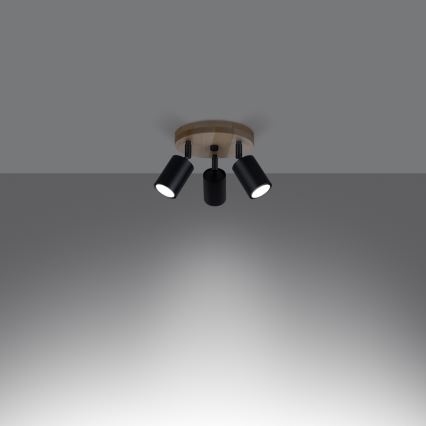 Foco VERDO 3xGU10/10W/230V preto/faia