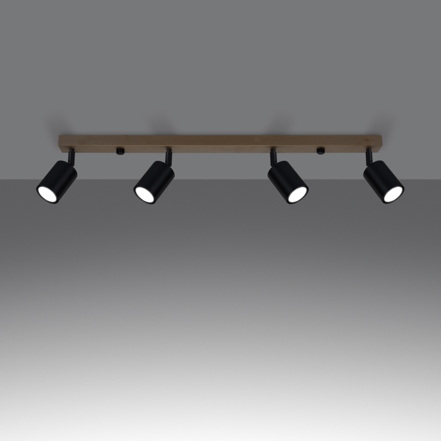 Foco VERDO 4xGU10/10W/230V preto/faia