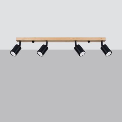 Foco VERDO 4xGU10/10W/230V preto/faia