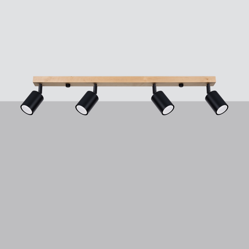 Foco VERDO 4xGU10/10W/230V preto/faia