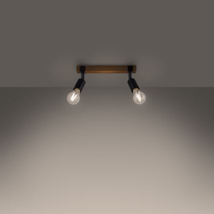 Foco ZUCA 2xE27/15W/230V preto/carvalho