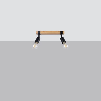 Foco ZUCA 2xE27/15W/230V preto/carvalho